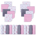Viviland Baby Washcloths, Soft 24-Pack Baby Wash Cloths Unisex for Boys Girls, Super Absorbent Baby Face Towel Gentle on Sensitive Skin, Wash Clothes for Baby Face & Body, 9x 9 Pink Elephant Pattern