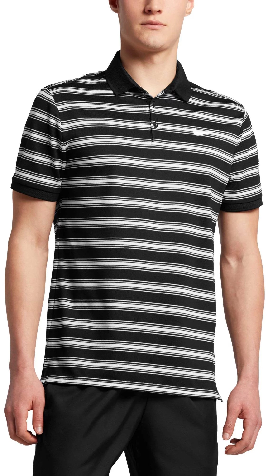nike men's court dry striped tennis polo