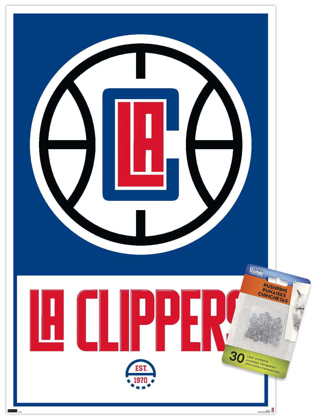 NBA LA Clippers - Logo 21 Wall Poster with Pushpins, 14.725 x 22.375