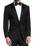 Mens 1 Button Peak Lapel Style Black Tuxedo Jacket