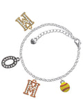 Delight Jewelry Silvertone Mini Yellow Softball - Multi-Colored Crystal Mom Charm Bracelet
