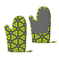 ZNDUO Kitchen Oven Gloves, Durable Heat Resistant Oven Gloves with Quilted Liner Non-Slip Textured Grip Perfect for BBQ, Baking, Cooking and Grilling, Green Geometric Triangle