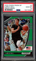 LaMelo Ball Rookie Card 2020-21 Panini Prizm Draft Picks Green Prizms #3 PSA 10