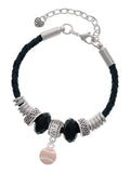 Delight Jewelry Silvertone Mini Pink Softball or Baseball Wife Celtic Knot Leather Bead Bracelet, 7+2 Extender