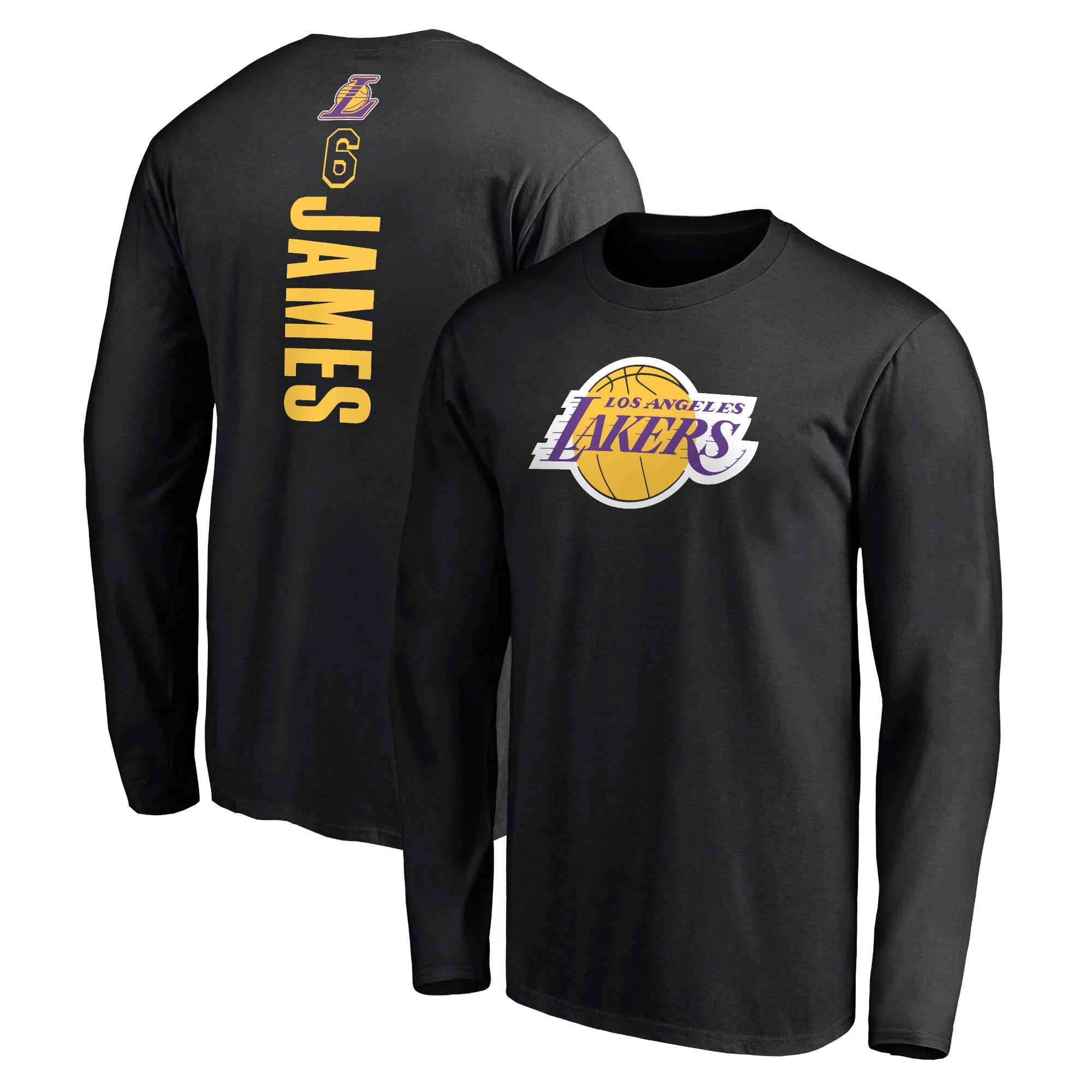 Men's Fanatics Branded LeBron James Black Los Angeles Lakers #6 Playmaker Name & Number Long Sleeve T-Shirt