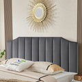Velvet Upholstered King/Cal King Headboard, Tufted Headboard for King/Cal King Bed, Modern Vertical Channel Design with Curved Tufted Solid Wood Head Board and Luxury Soft Padded, Dark Gray