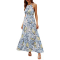 SZXZYGS Easter Dress for Women Plus Size 4X Women Summer French Print Round Neck Sleeveless Halter Ruffle Trim A Line Waist Belt Dress 2024 Women Dresses