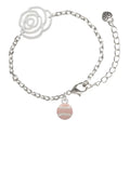 Delight Jewelry Silvertone Mini Pink Softball or Baseball Silver-tone Flower Link Chain Bracelet, 6.75+2 Extender