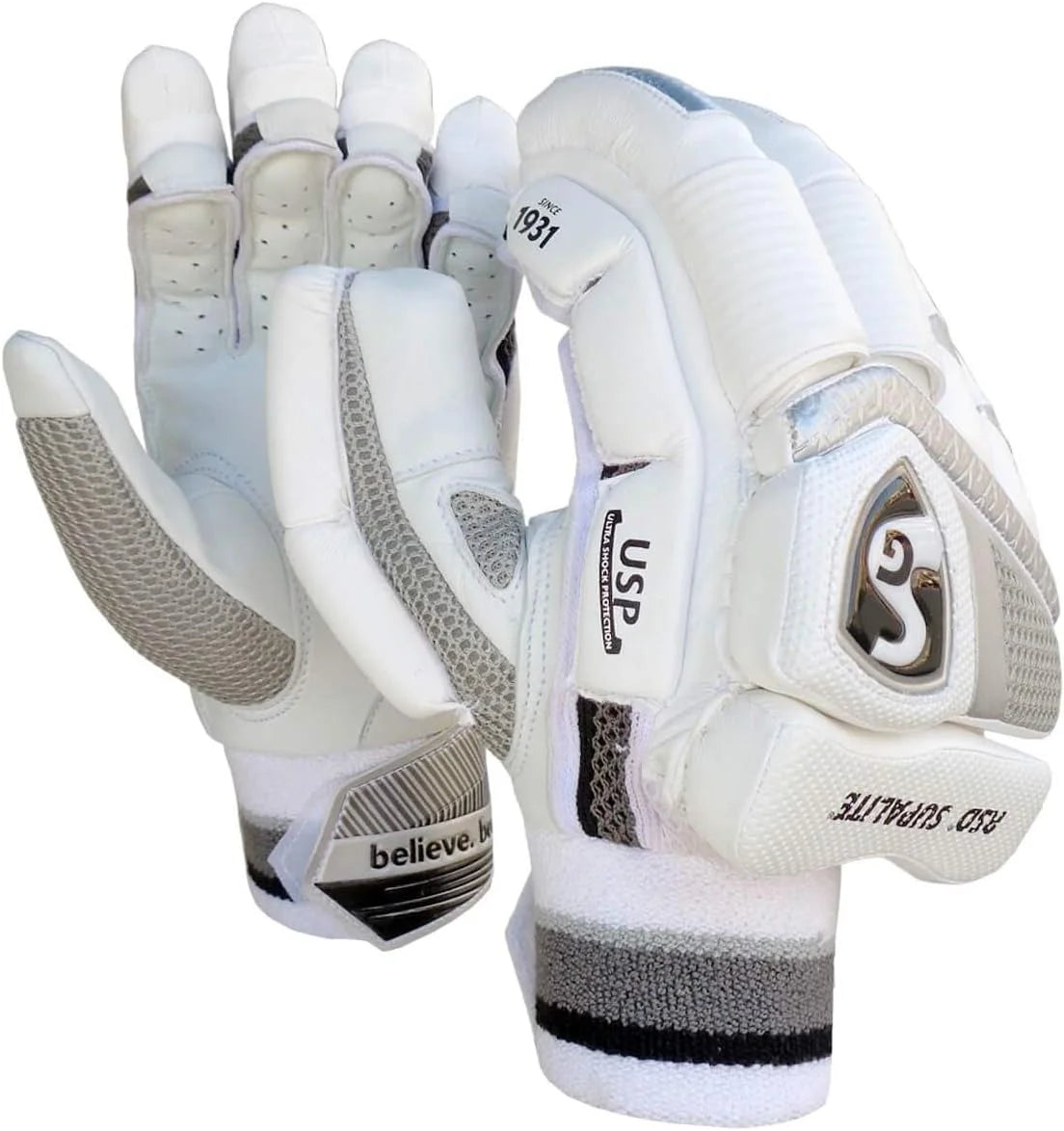 SG RSD Supalite Cricket Batting Glove | Color- White | Size - Mens | Mens Left Hand Batting Glove | For Men & Boys