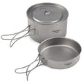 Lixada Lixada 2pcs Camping Cookware Set Titanium Pot Pan Cooking Set with Foldable Handles Mesh Carry Bag