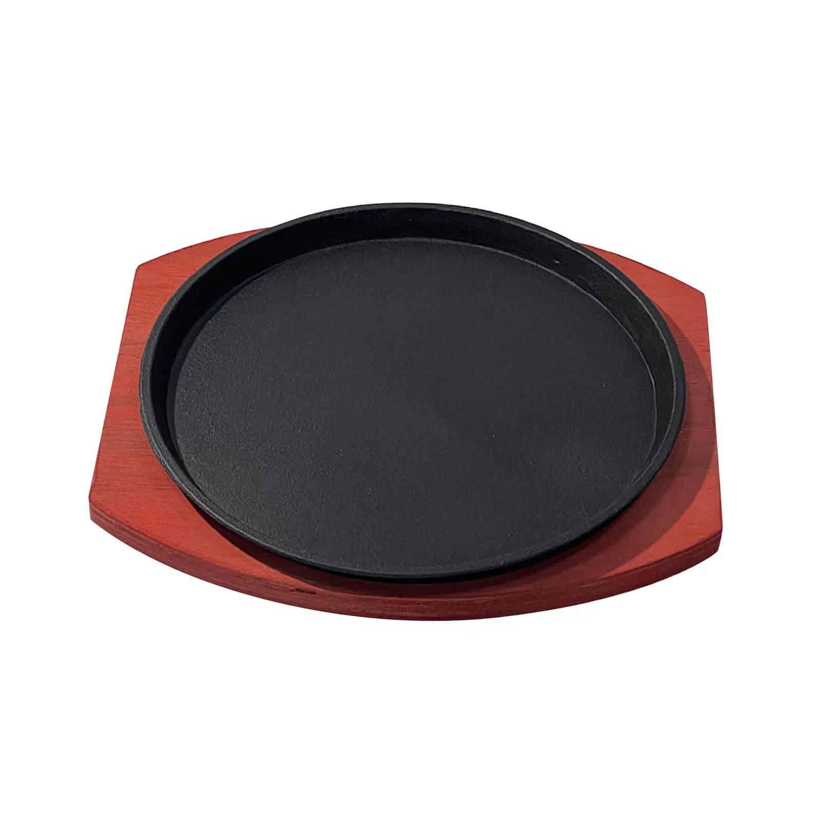 Cast Plate Cooking Accessory Round Personal Size Grilling Pan Sizzle Griddle Skillet for Household Restaurant Serving Home Use 23cm