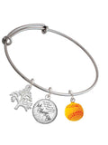 Delight Jewelry Resin 1/2 Softball Silvertone Let Things Go Tree Charm Bangle Bracelet