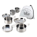 8pcs Pan Set Stainless Steel Stacking Pots Hiking Pot Camping Cookware Non-stick Picnic Cooking Bowl Pot Kit
