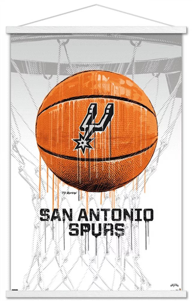 NBA San Antonio Spurs - Drip Basketball 21 Wall Poster with Wooden Magnetic Frame, 22.375 x 34