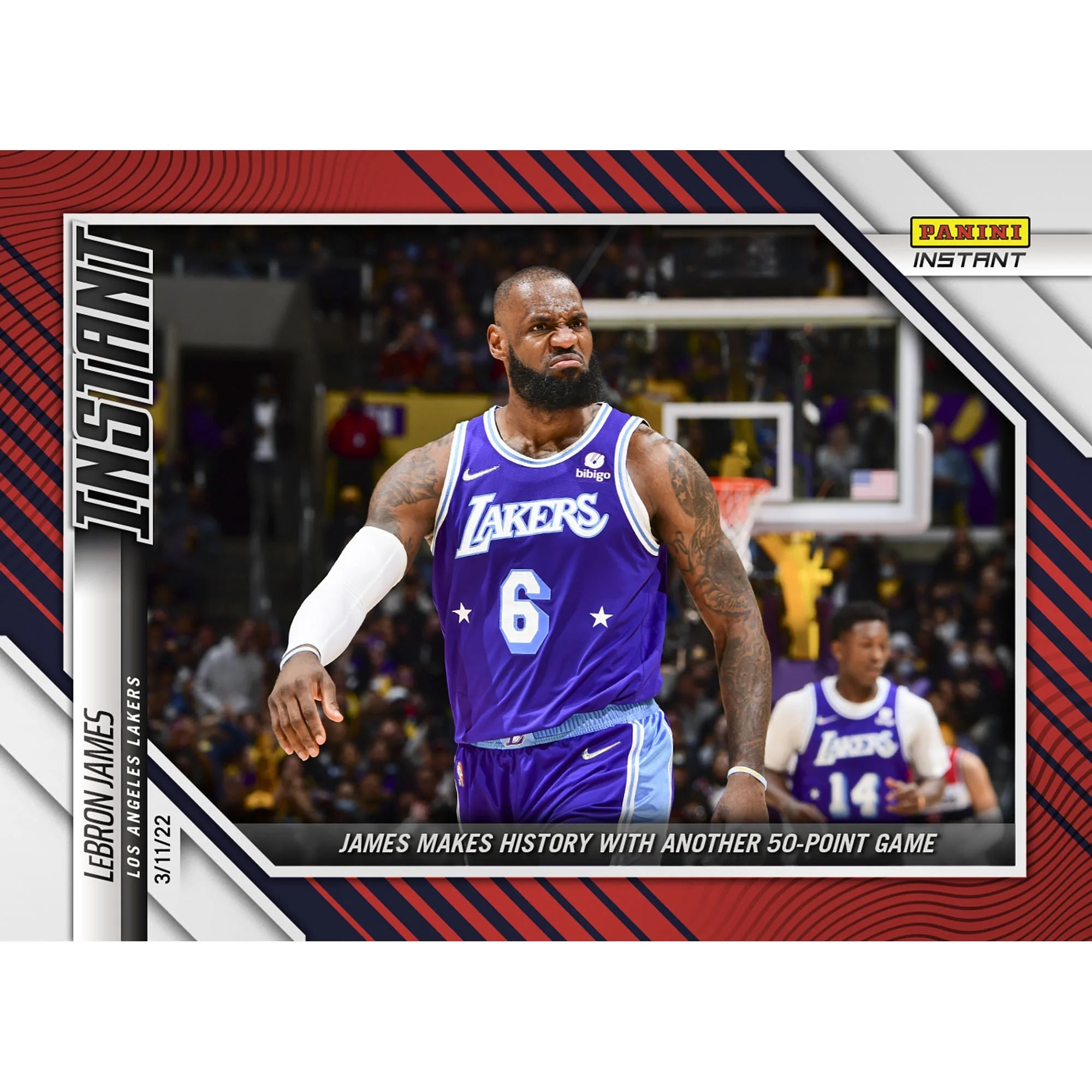 LeBron James Los Angeles Lakers Fanatics Exclusive Parallel Panini Instant James Makes History with another 50-Point Game Single Trading Card - Limited Edition of 99