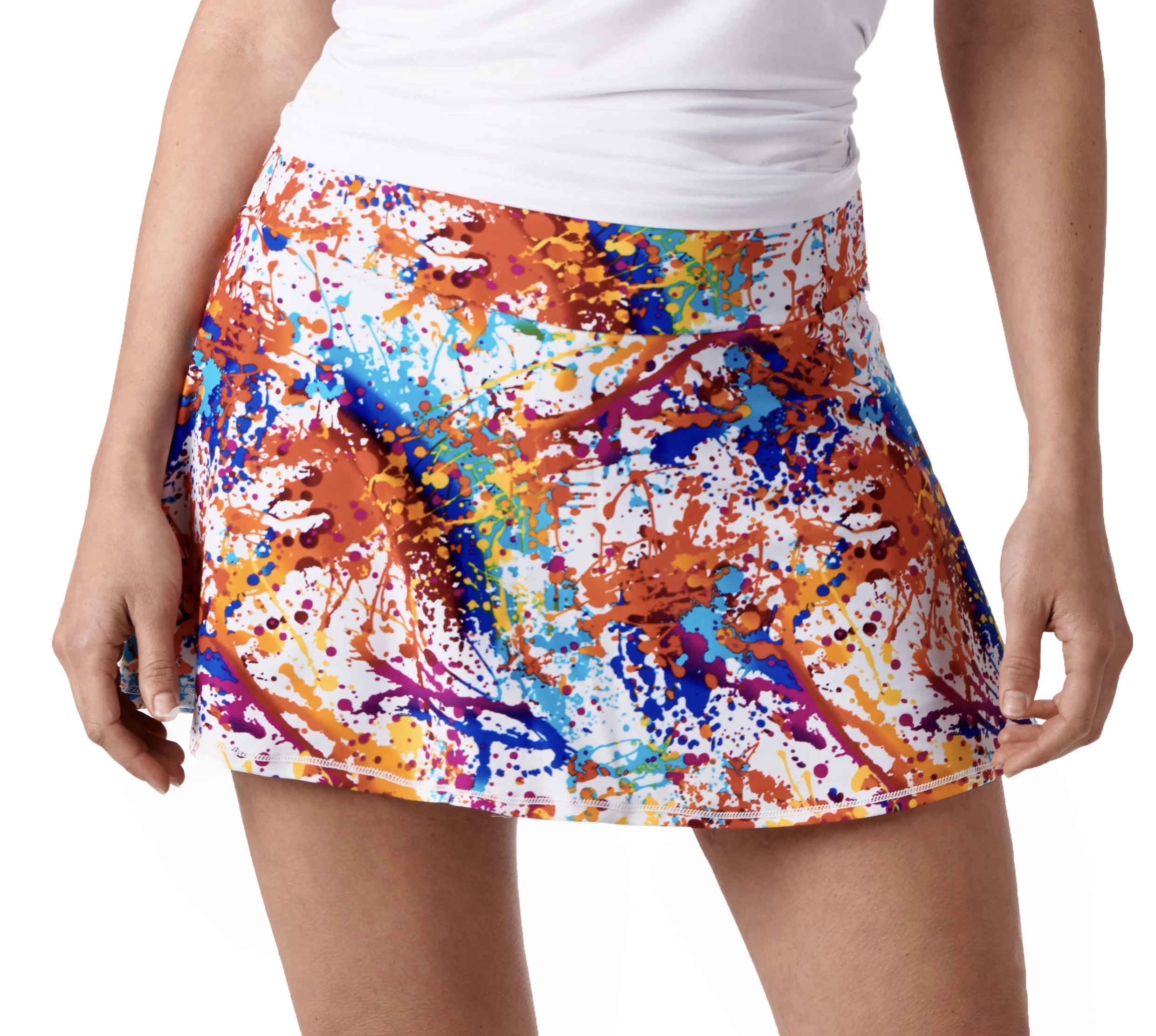 Queen of the Court Splatter Paint Tennis Skirt Althetic Skort Made in US Size XS 2-4
