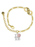 Delight Jewelry Love with Pink Softball Gold-tone Paw Infinity Link Chain Bracelet, 6+2 Extender