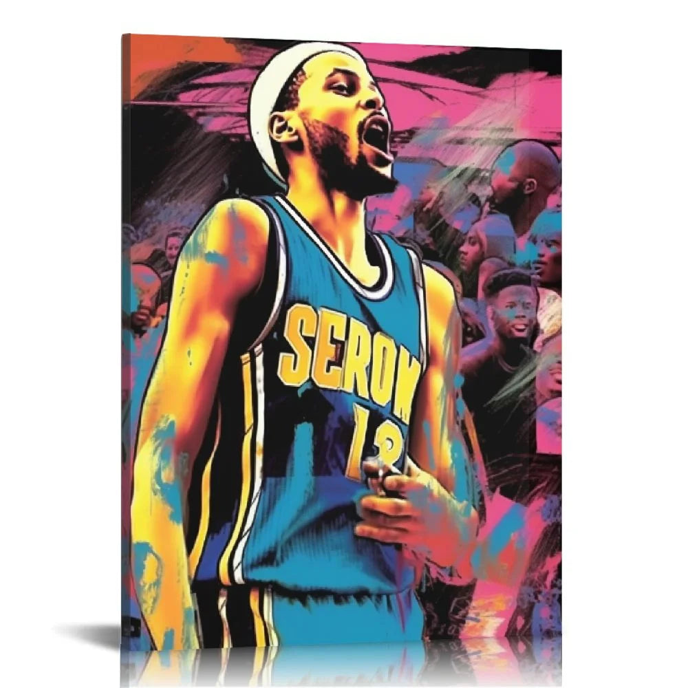 Nawypu  Basketball Stars Wall Art, Graffiti Basketball Art Prints, Stephen Curry Giannis Antetokounmpo Canvas Motivational Posters for Boy's Room Man Cave Home Decor