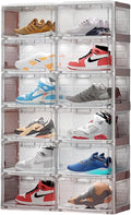 HYLA Shoe Box Basketball Shoe Storage Organizer, LED Transparent Plastic Stackable Side Drop Front Display Foldable Sneaker Containers Bins¡­
