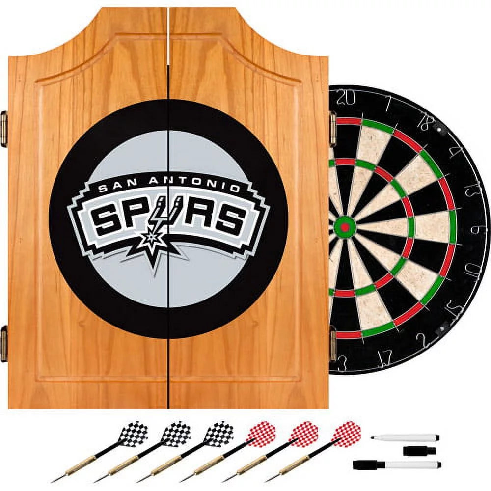 San Antonio Spurs NBA Wood Dart Cabinet Set