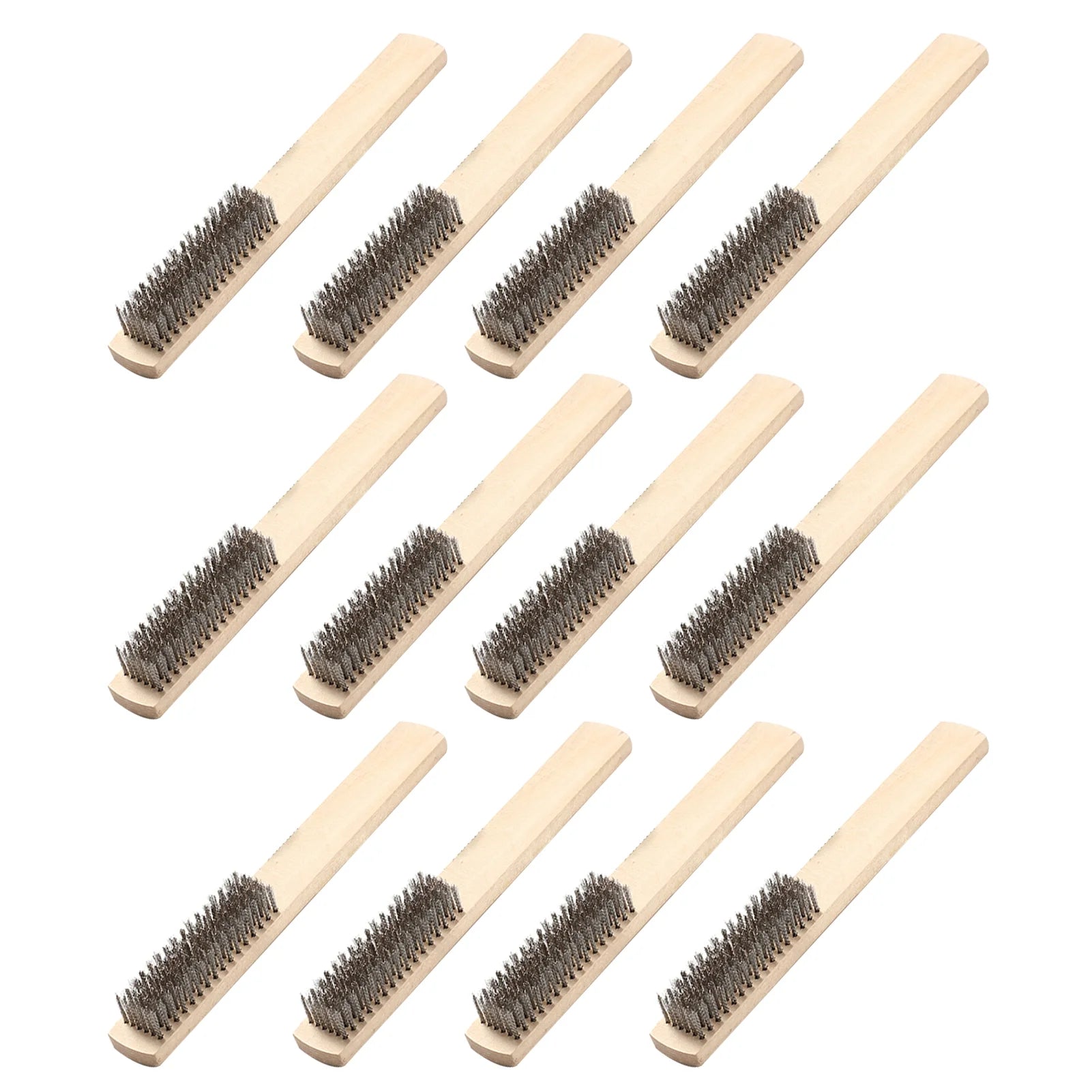 Walmeck 12 PCS Wire Brush Set with Wood Handle Stainless Steel Wire Scratch Brush for Cleaning Rust Removal