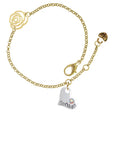 Delight Jewelry Heart with ''Softball'' and AB Crystal Gold-tone Rose Link Chain Bracelet, 6.25+1.75 Extender