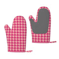 ZNDUO Kitchen Oven Gloves, Durable Heat Resistant Oven Gloves with Quilted Liner Non-Slip Textured Grip Perfect for BBQ, Baking, Cooking and Grilling, Pink Houndstooth