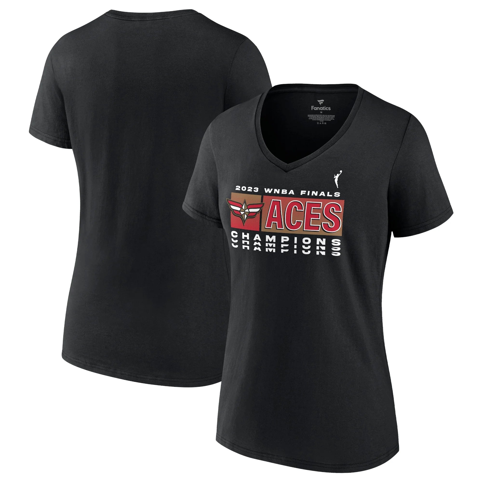 Women's Fanatics Branded Black Las Vegas Aces 2023 WNBA Finals Champions Triple V-Neck T-Shirt