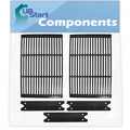 2 BBQ Grill Cooking Grates & 3 Heat Shield Plate Tent Replacement Parts for Brinkmann 810-7440-S - Compatible Barbeque Porcelain Enameled Cast Iron Grid 19 & Flame Tamer, Flavorizer Bar