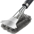 1pc Stainless Steel Grill Brushes For BBQ, Cleaning Brush With Scraper For Grill, Kitchen Accessories, Cleaning & Maintenance Tools
