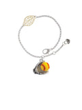 Delight Jewelry Silvertone Extra Large Softball and Glove - Goldtone Leaf Delicate Bracelet, 6.25+1.75