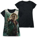 Harry Potter - Hermione Final Battle - Juniors Teen Girls Black Back Sleeve Shirt - Large