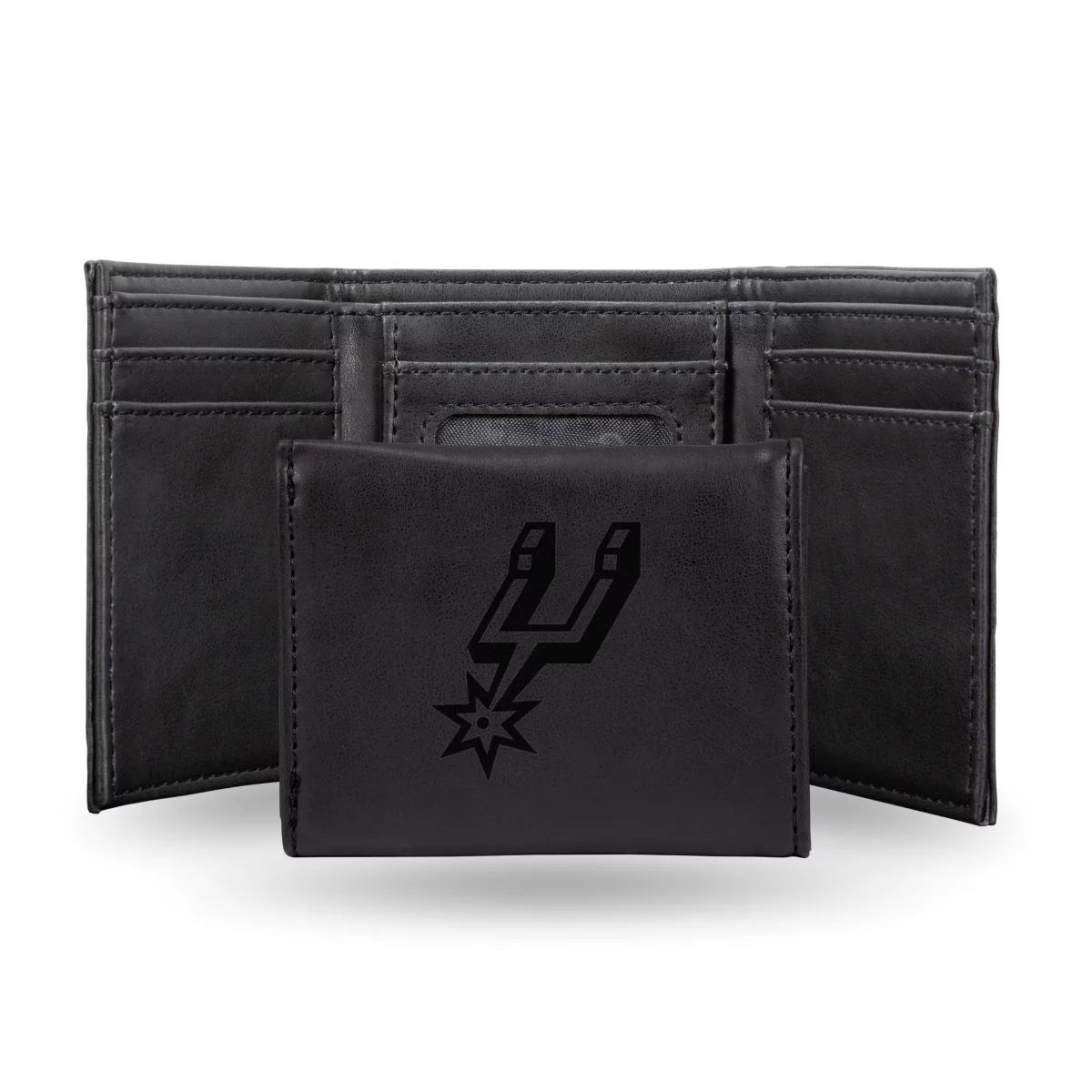 San Antonio Basketball Spurs Black Trifold Wallet with Clear ID Window
