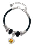 Delight Jewelry Silvertone Softball in Heart Daughter Celtic Knot Leather Bead Bracelet, 7+2 Extender