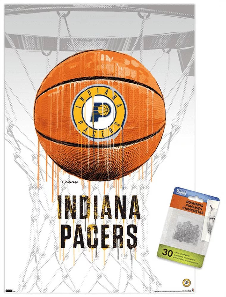 NBA Indiana Pacers - Drip Basketball 21 Wall Poster with Pushpins, 14.725 x 22.375