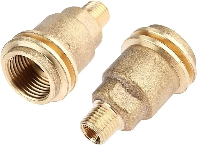 Mtsooning 2PCS 1/4 Inch QCC1 Solid Brass Nut, Propane Hose Adapter Gas Fitting Adapter Male Pipe Thread Propane Quick Connector