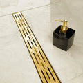 Neodrain 24-in Brushed Brass Rectangular Linear Shower Drain with Brickwork Pattern Grate, 304 Stainless Steel Bathroom Floor Drain, Shower Floor Drain