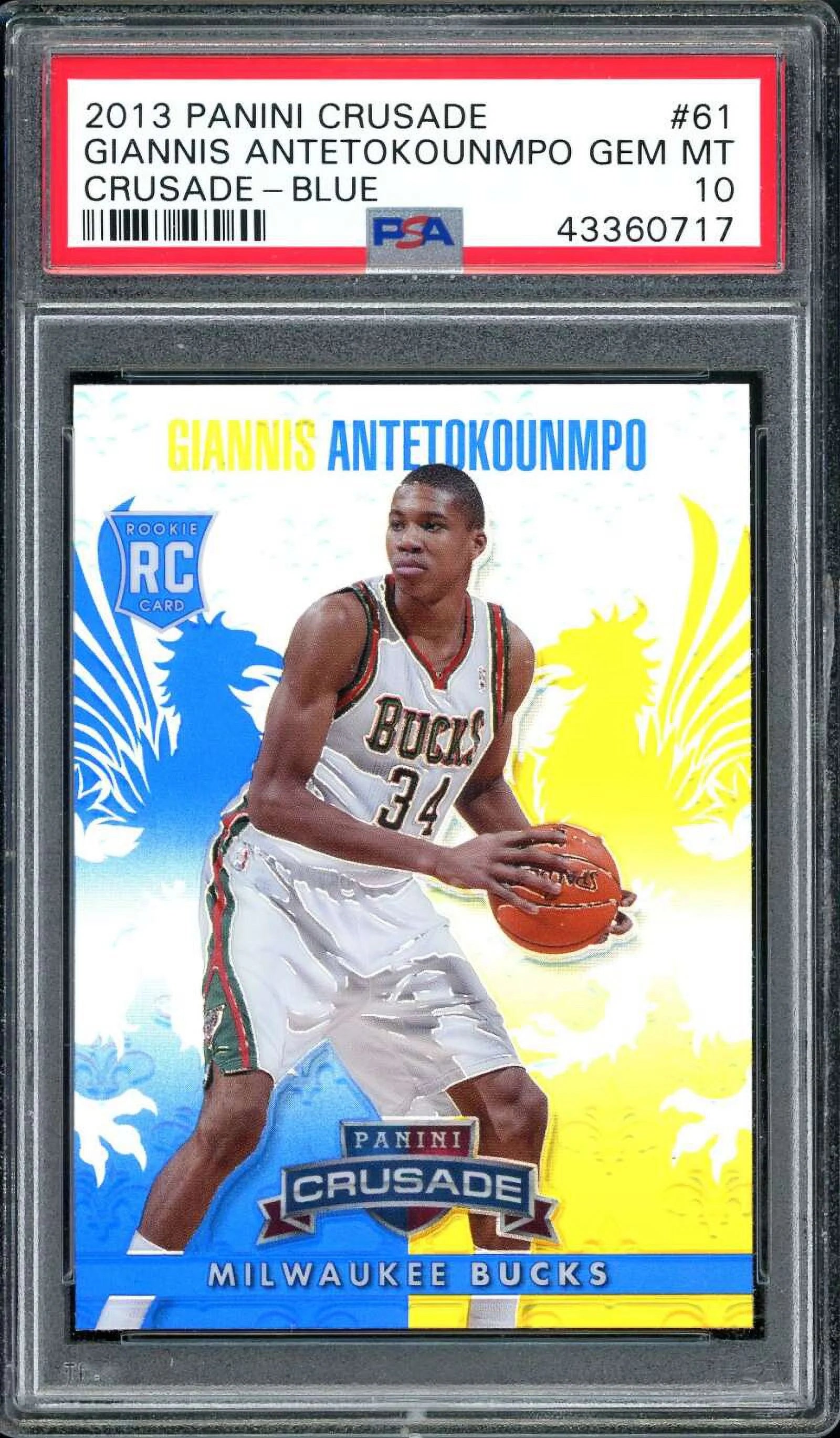 Giannis antetokounmpo Rookie Card 2013-14 Panini Crusade Crusade-blue #61 PSA 10