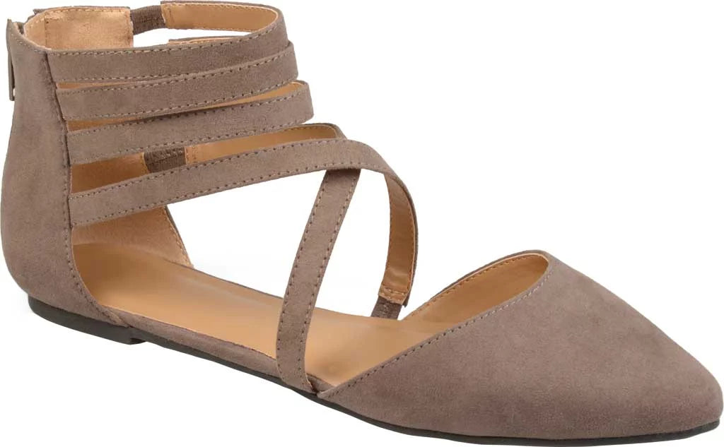 Women's Journee Collection Marlee Pointed Toe Flat Taupe Faux Suede 6 M
