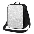 Bingfone Silver Glitter Reusable Insulated Lunch Bag Cooler For Work School Picnic Or Travel