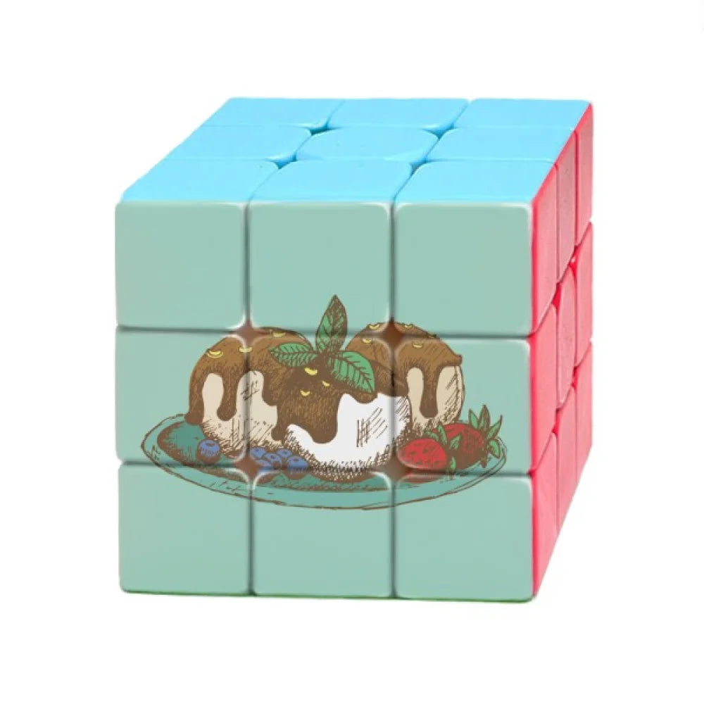 Strawberry Chocolate Ice  Ball Magic Cube Puzzle 3x3 Toy Game Play