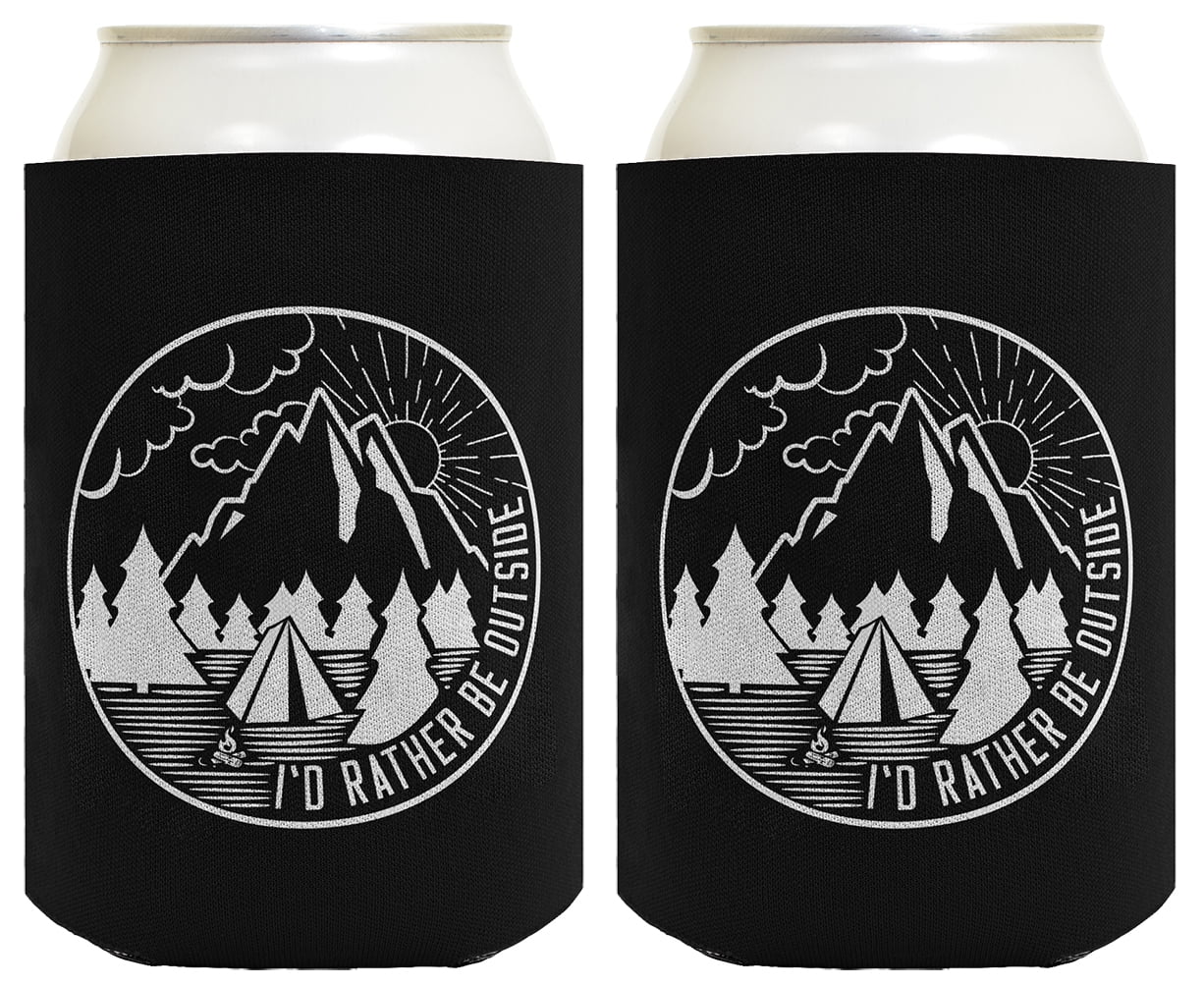 ThisWear Outdoor Gifts Rather Be Outside Drinking Accessories 2-pack Can Coolie Drink Coolers Coolies Black