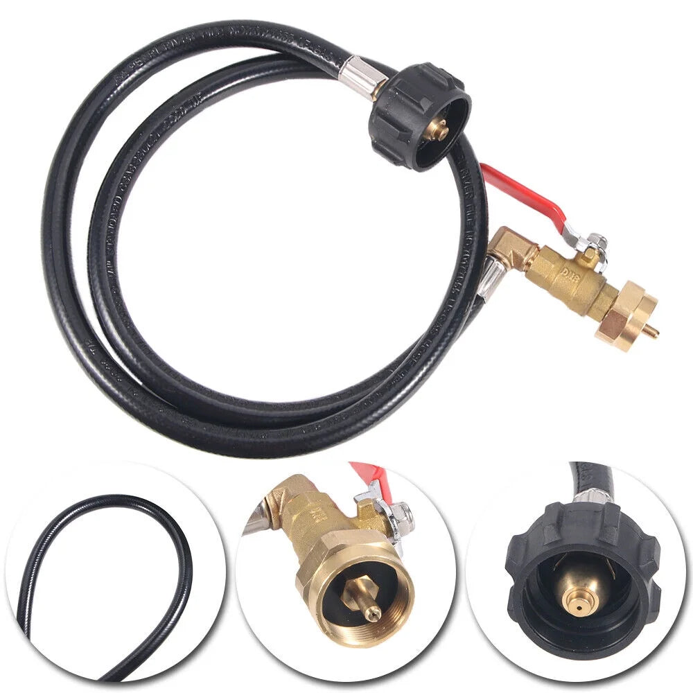 Kydely Convenient Propane Refill Adapter Hose - Connects 1Lb Camping Bottles to 20-50Lb Tanks - High Pressure Rating