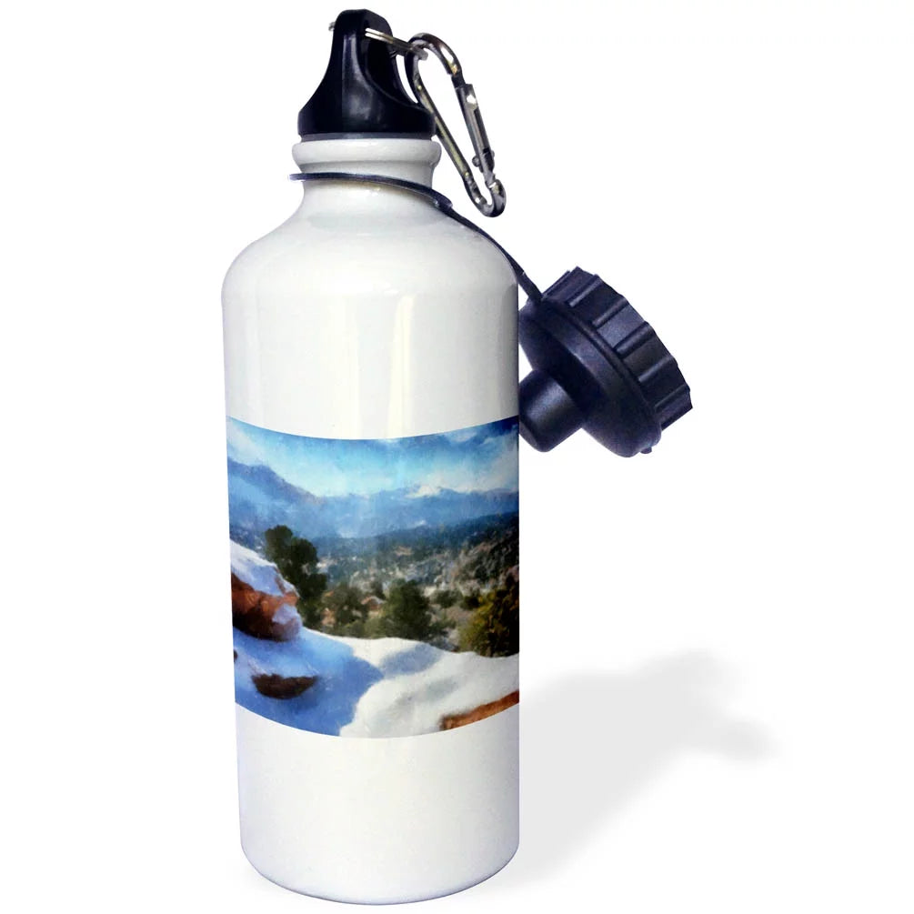Colorado Mountains Snow and Pikes Peak 21 oz Sports Water Bottle wb-38644-1
