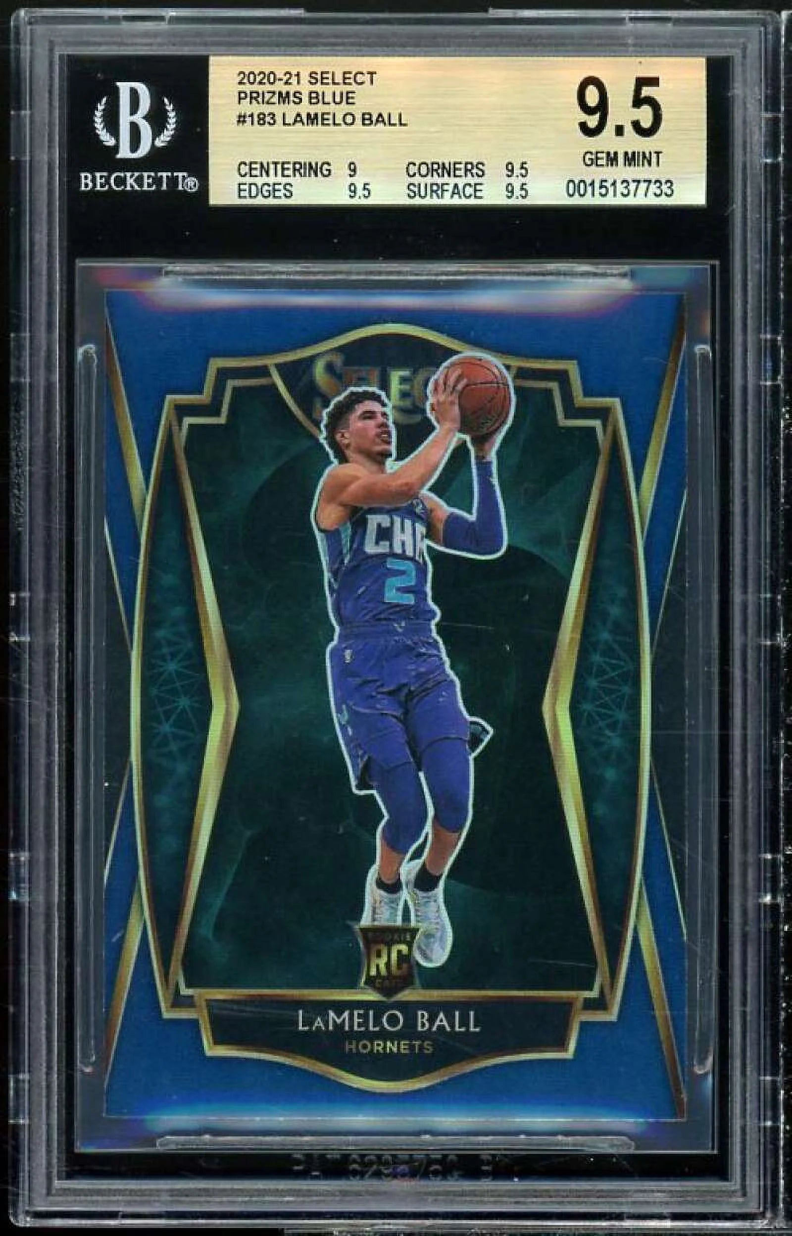 Lamelo Ball Rookie Card 2020-21 Select Prizms Blue #183 BGS 9.5 (9 9.5 9.5 9.5)