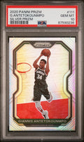 Graded 2020 Panini Prizm Giannis Antetokounmpo #111 Silver Prizm Basketball Card PSA 10 Gem Mint