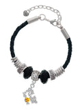 Delight Jewelry Silvertone Hit the Sweet Spot with Yellow Softball Mother Celtic Knot Leather Bead Bracelet, 7+2 Extender