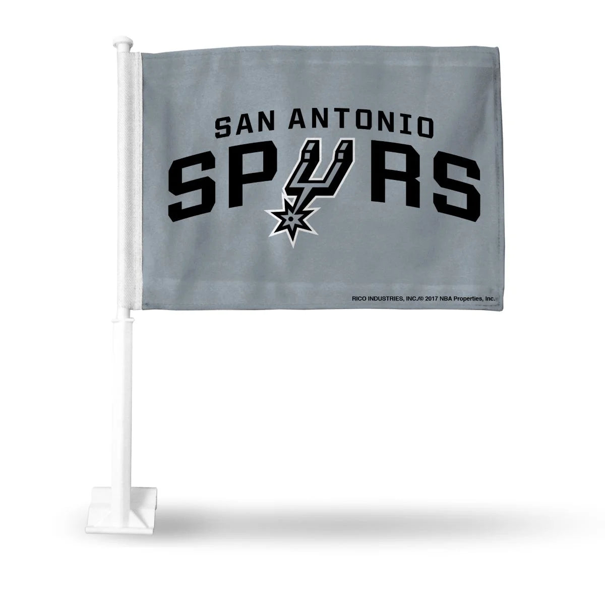 Basketball Rico Industries San Antonio Spurs Alternate Double Sided Car Flag Double Sided Car Flag -  16 x 19 - Strong Pole that Hooks Onto Car/Truck/Automobile