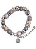 Silvertone Mini Softball/Baseball with AB Crystal Silver Tone Christian Bead Bracelet