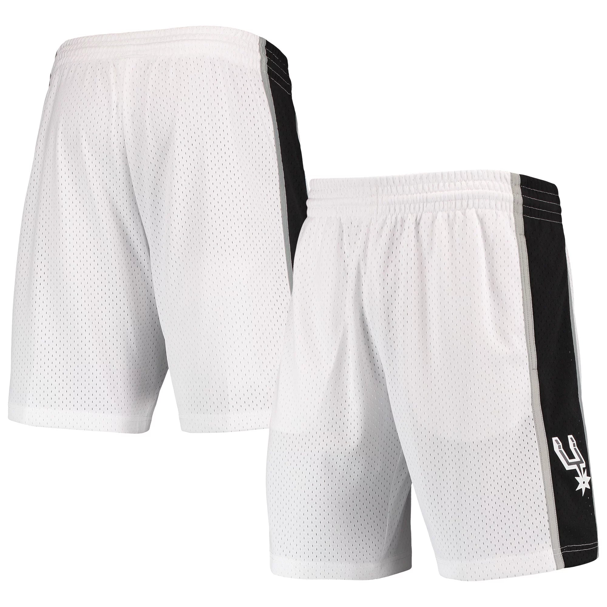 Men's Mitchell & Ness White San Antonio Spurs Hardwood Classics Primary Logo Swingman Shorts